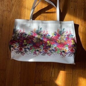 Floral Print Tote Bag - White NWOT
